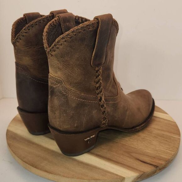 Lane Womens Plain Jane Braided Bootie Size 8 Brown Distressed - Picture 4 of 12